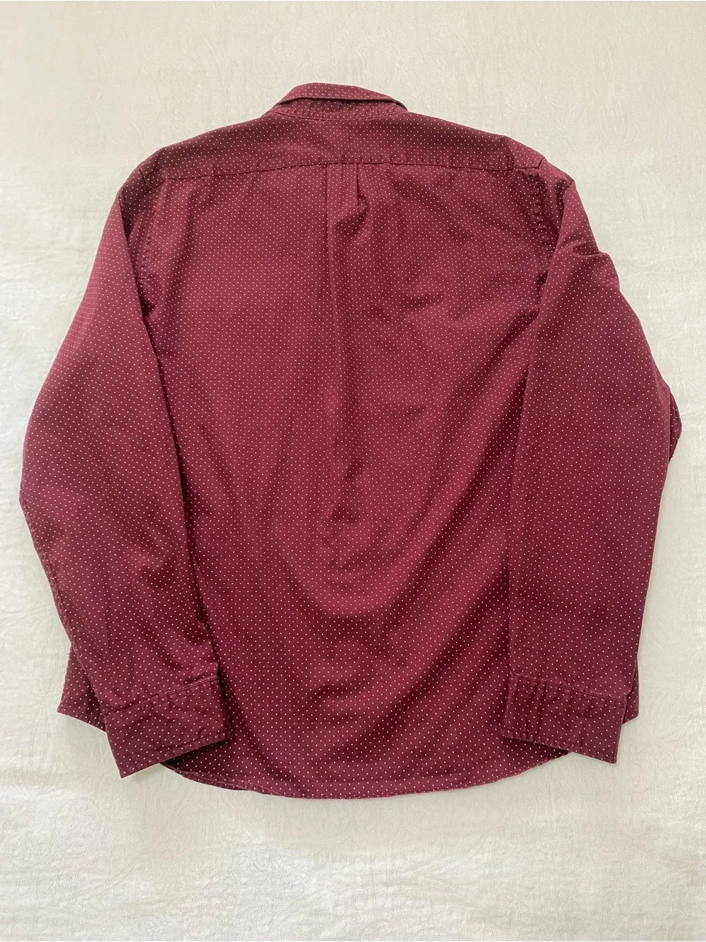 J.Crew Mens XL Slim Fit Polka Dot Button Down Shirt Burgundy Cotton Long Sleeve